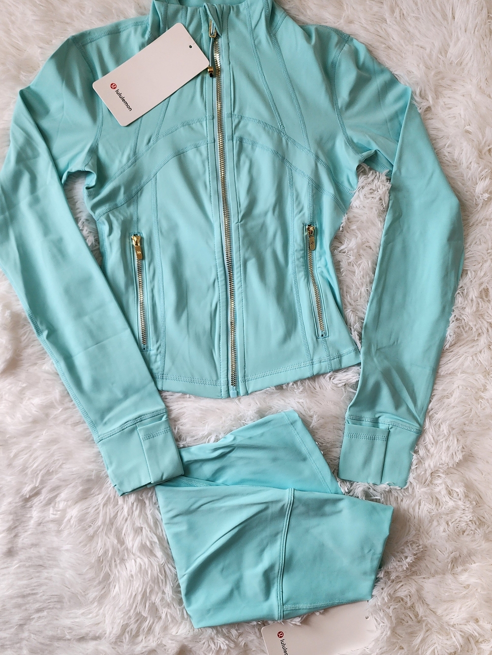 lululemon athletica Mint Green Zip Jacket & Leggings Set